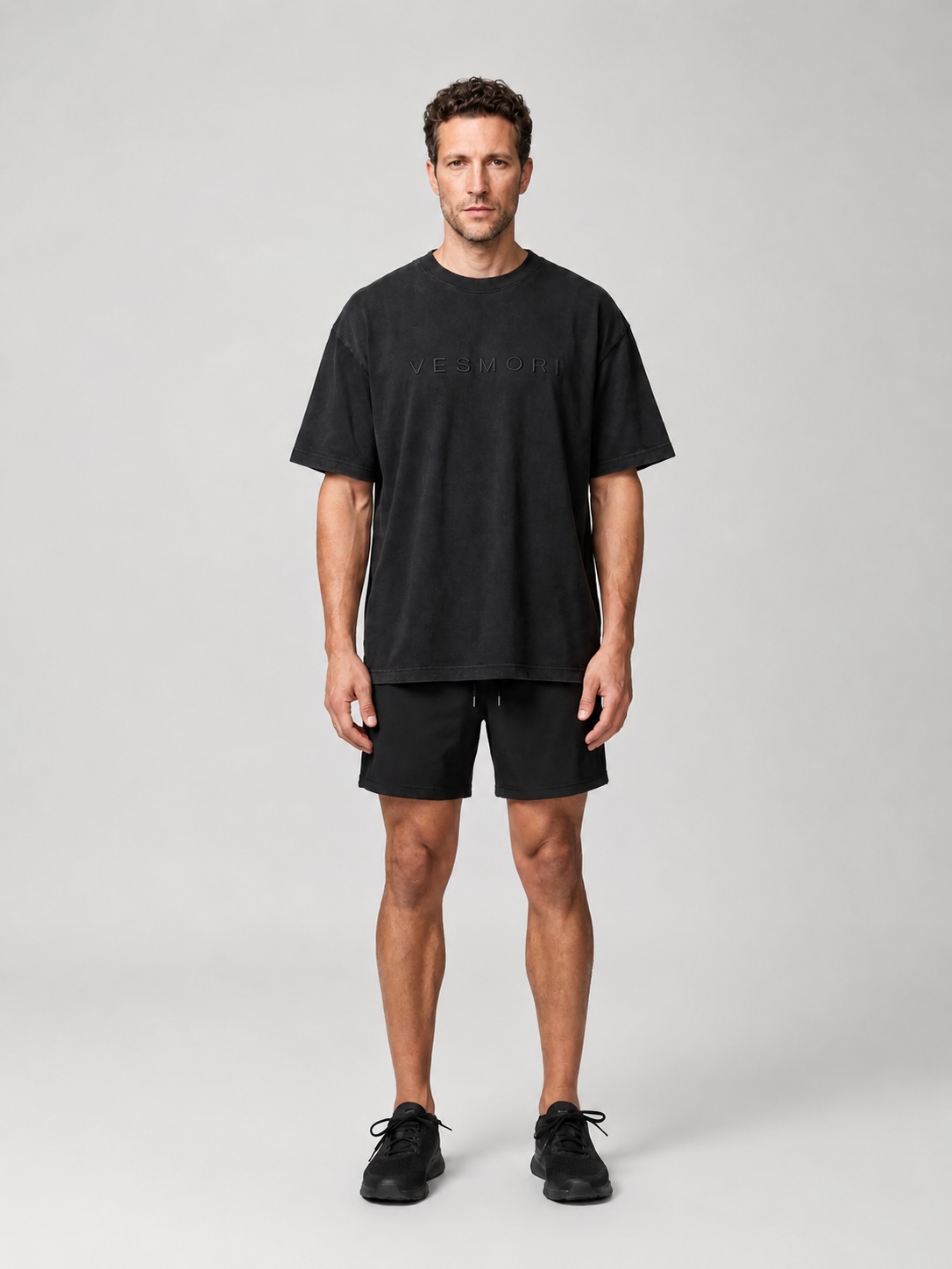 Vesmori washed tee and training short, worn